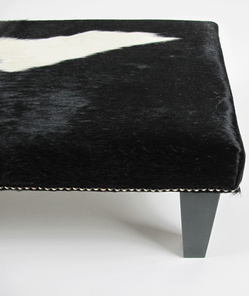 Modern extra large cow hide footrest in black and white 309