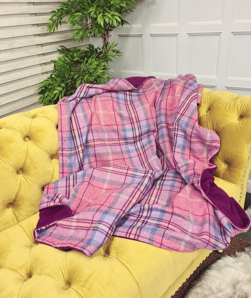 Red tartan check sofa throw