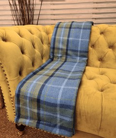 Blue Tartan Check Throw