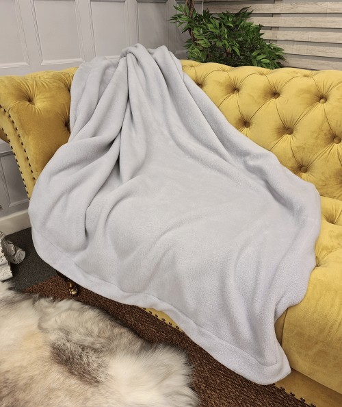 Light grey fleece sofa throw