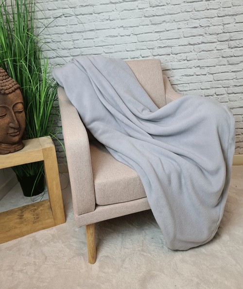 Soft grey fleece blanket throw