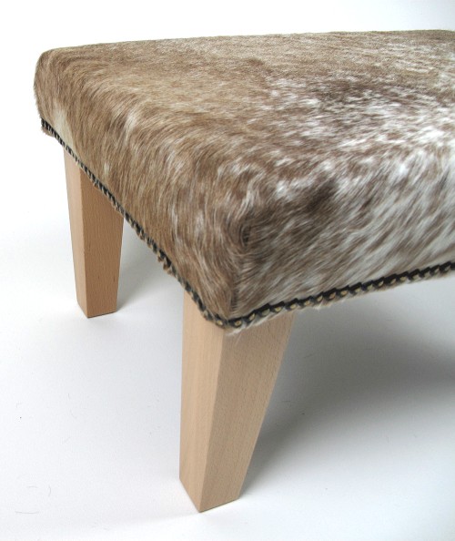 Small beige brindle rectangular hide footrest 313