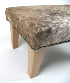 Small beige brindle rectangular hide footrest 313