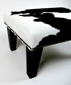 Small Black and White Cowhide Footstool 316