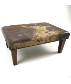 Large Brown and Gold Leather and Hide Footrest 317