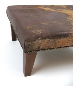 Large Brown and Gold Leather Footstool 317