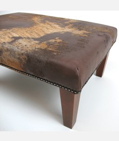 Large Brown and Gold Leather Footstool 317