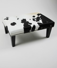 Large Black and White Hide Footstool 318