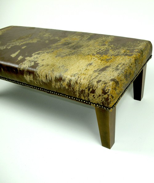 Extra Large Brown Leather & Gold Hair on Hide Footrest 323