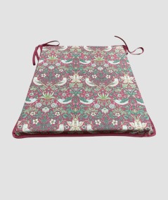 William Morris print Strawberry Thief Crimson seat pads