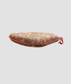 William Morris printed red spindle seat pads