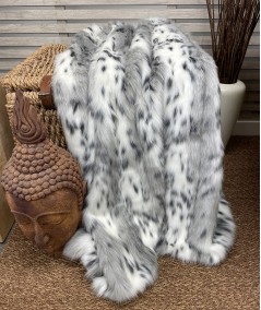 Grey Lynx Faux Fur Throw