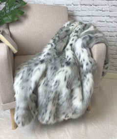 Striped faux fur animal print blanket