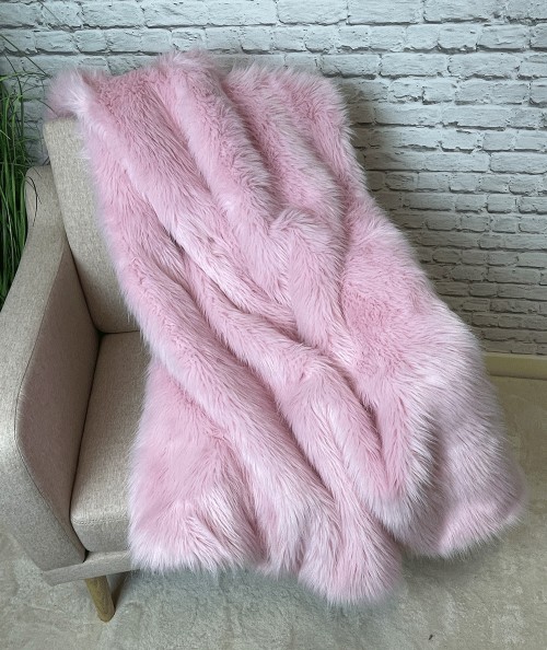 Luxury pink faux fur throws