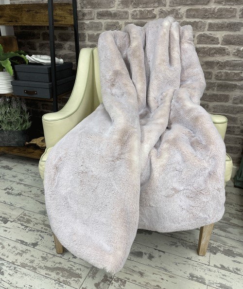 Faux Fur Throw Beige Frost