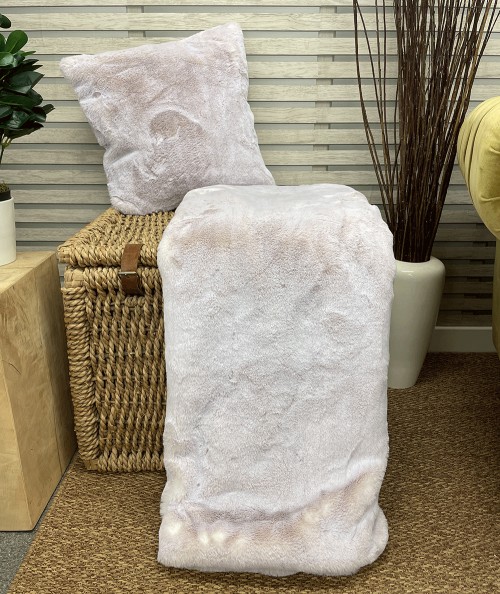 Luxury pink beige faux fur blanket