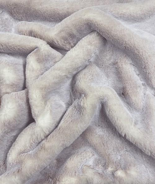 Close up image of the beige frost luxury faux fur fabric