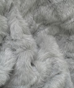 Plain light grey medium length faux fur fabric