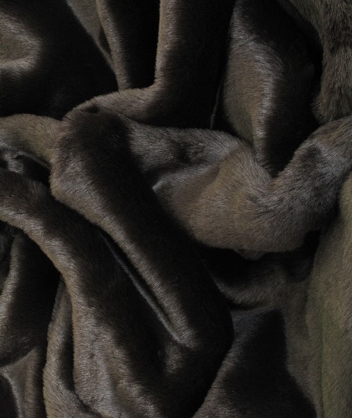 Plain dark brown medium length faux fur fabric