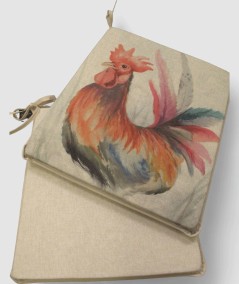 Large cockerel print seat pads available with plain backs