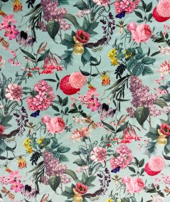 Close up image of the floral luxury velvet fabric