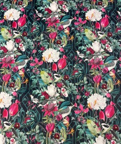 Close up image of the Patagonia tropical printed velvet fabric