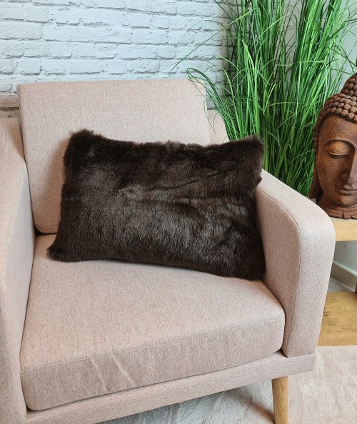 Dark brown rectangular fur cushions