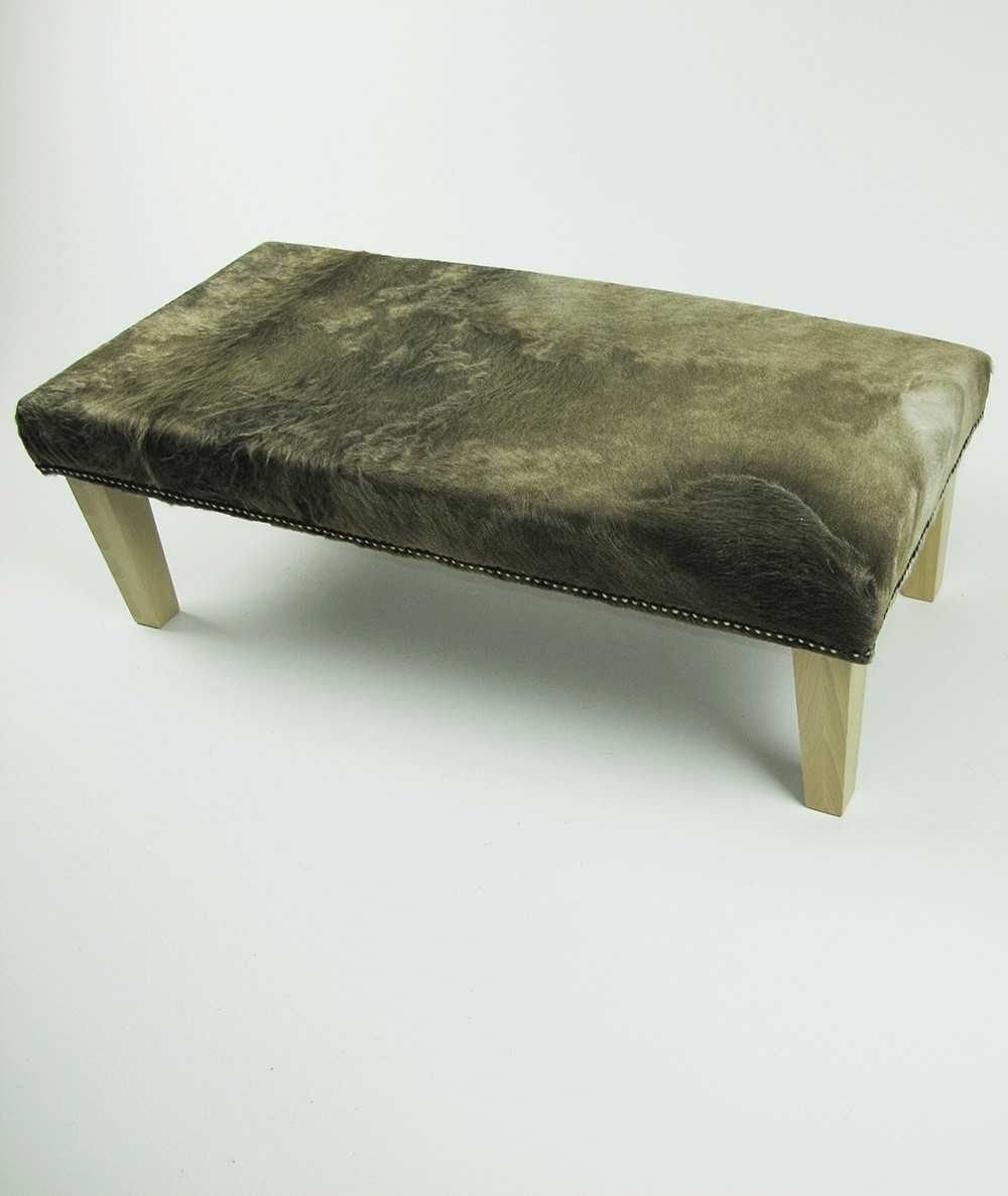 Extra Large Dark Beige Cowhide Footstool 326