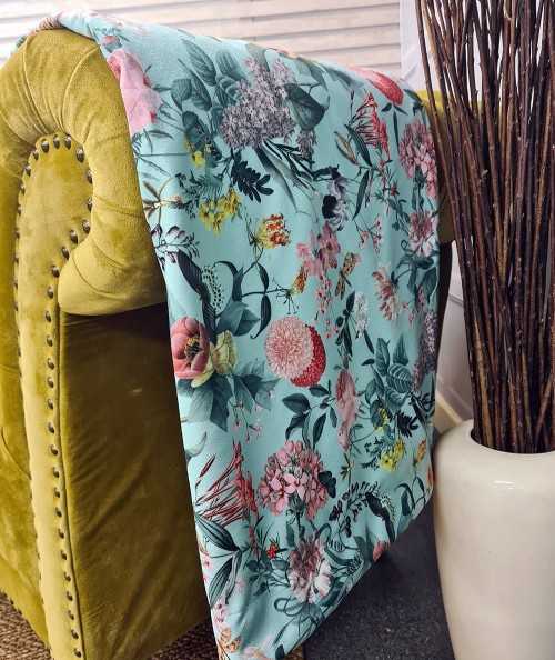 Double sided floral velvet throw