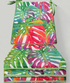 Multi-coloured leaf print tapered seat pads