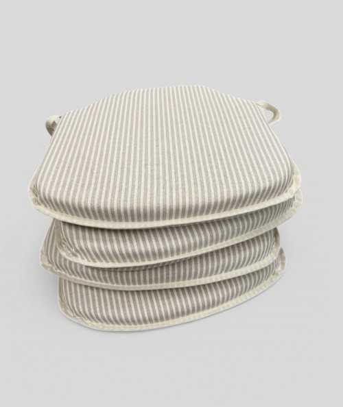 White And Beige Striped Spindle Chair Pads