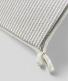 Pale grey and white thinly striped tapered chair pads