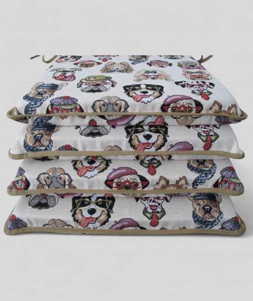 Tapestry Dog Square Chair Pads