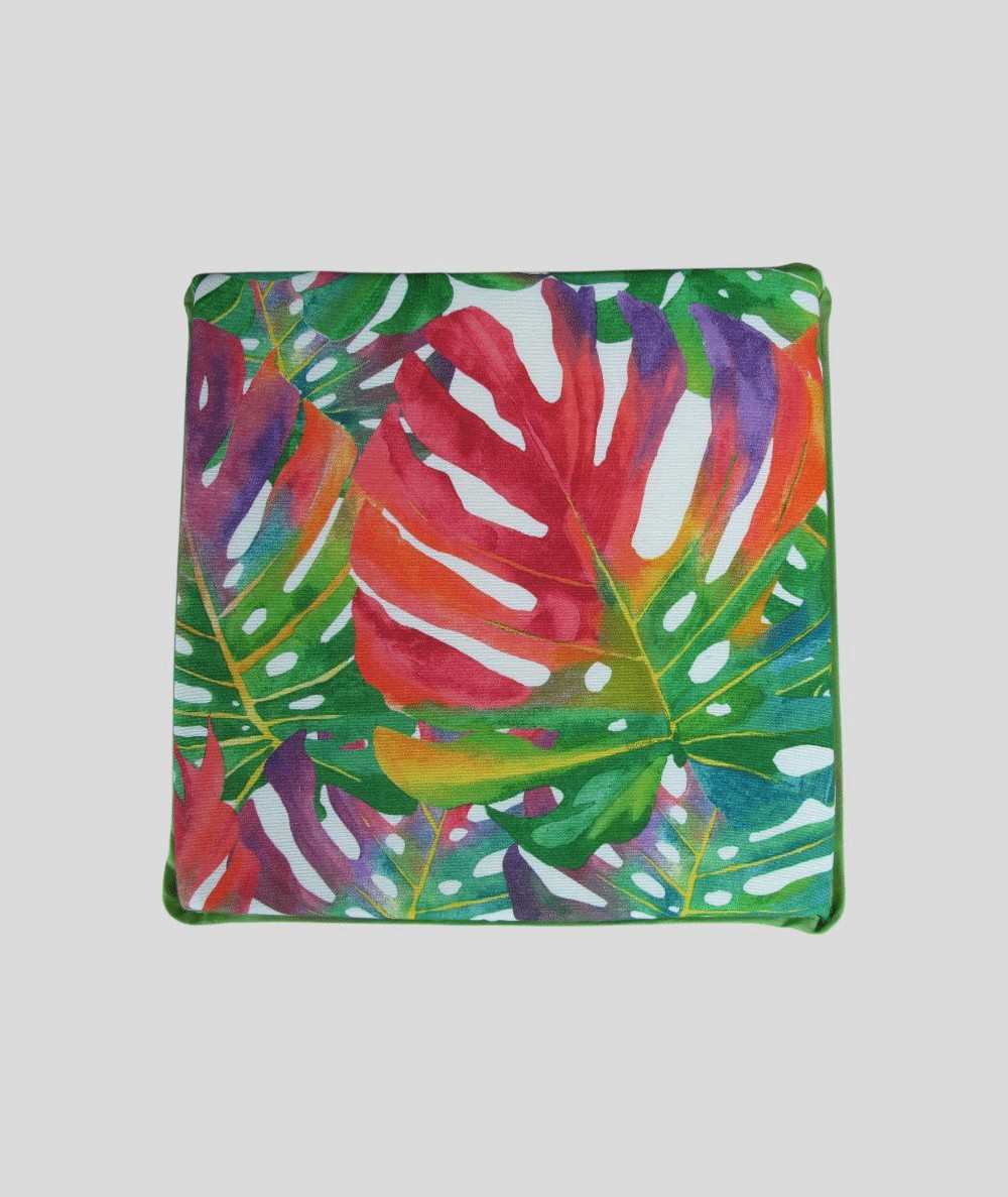 Square Seat Pad Tropical Leaves