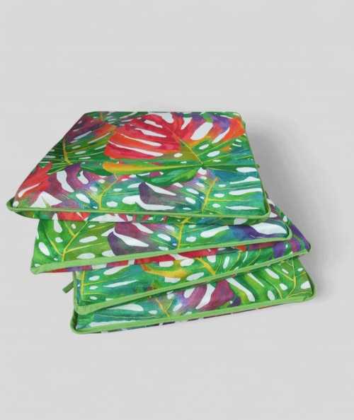 Square Chair Pad Tropical Leaves