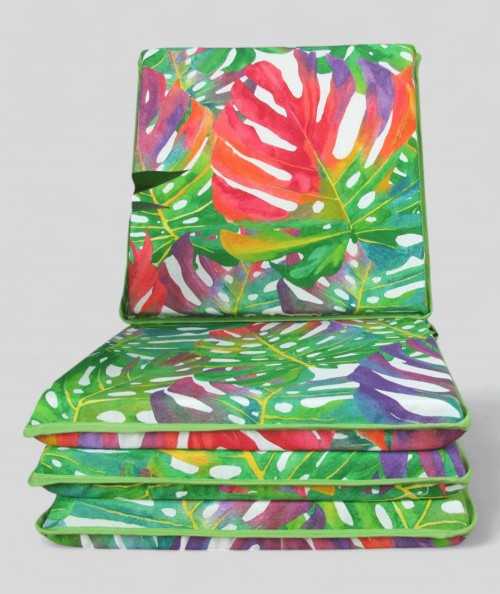 Modern multi-coloured tropical leaves square seat pads