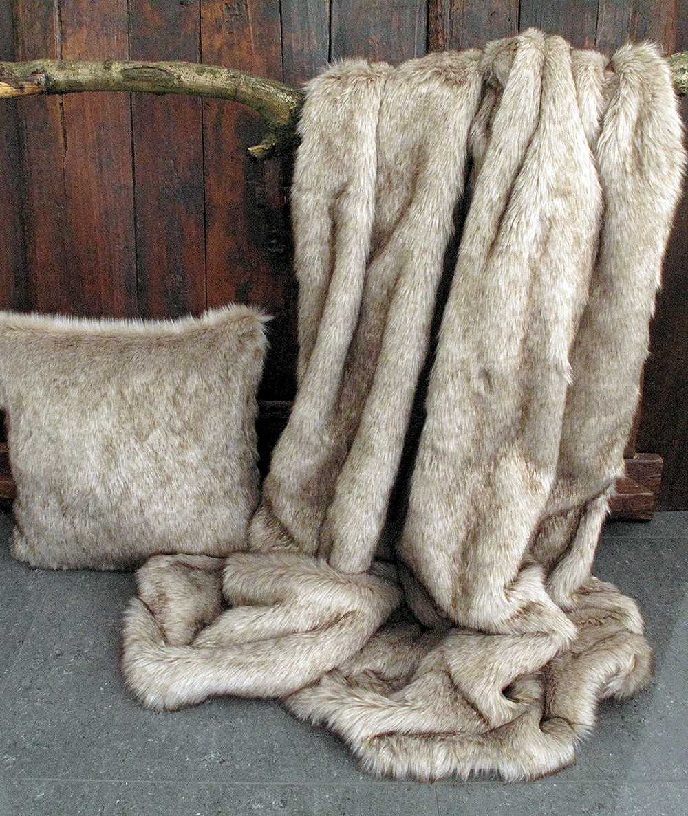 Tundra Wolf Faux Fur Throw