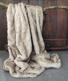 Luxury two-tone long haired beige throw