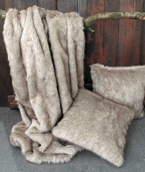 Luxury beige faux fur cushions