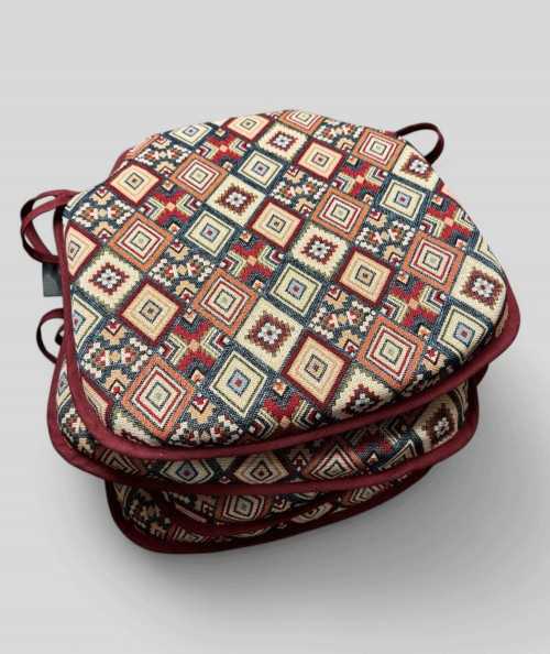 Multicoloured Bohemian tapestry spindle seat pads