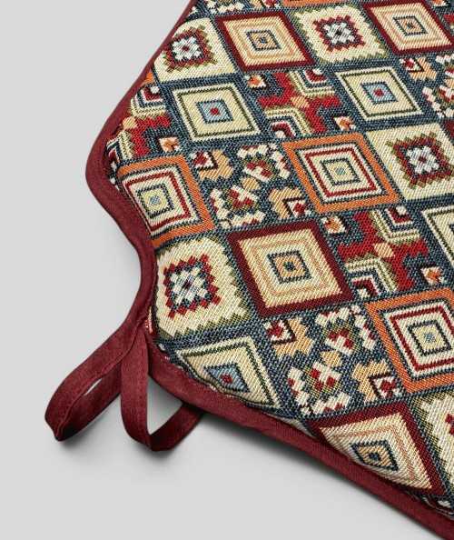 Multicoloured Bohemian tapestry spindle chair pads