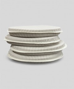 White Stripe D Shaped Chair Pads