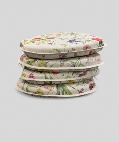 Bright multicoloured floral spindle shaped seat pads