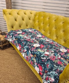 Luxury tropical printed velvet sofa throw