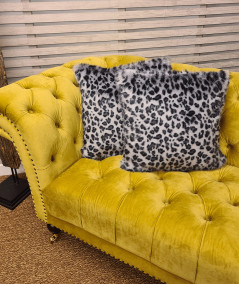 Grey Leopard Faux Fur Cushion Covers