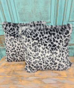 Grey animal print fur cushions