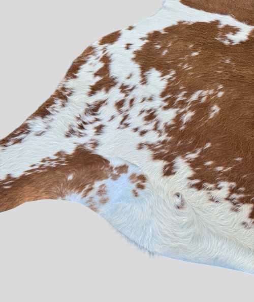 Huge Double XL Mid Brown and White Cowhide Rug