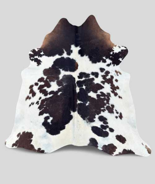 X/Large Dark Brown and White Cowhide Rug