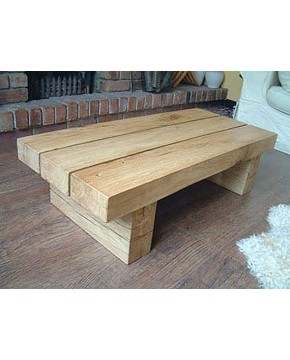 Natural Solid Light Oak 3 Beam Coffee Table Hand Made Oak Table